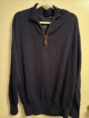 Classic 100% merino wool Orvis Quarter-Zip Sweater - Navy
